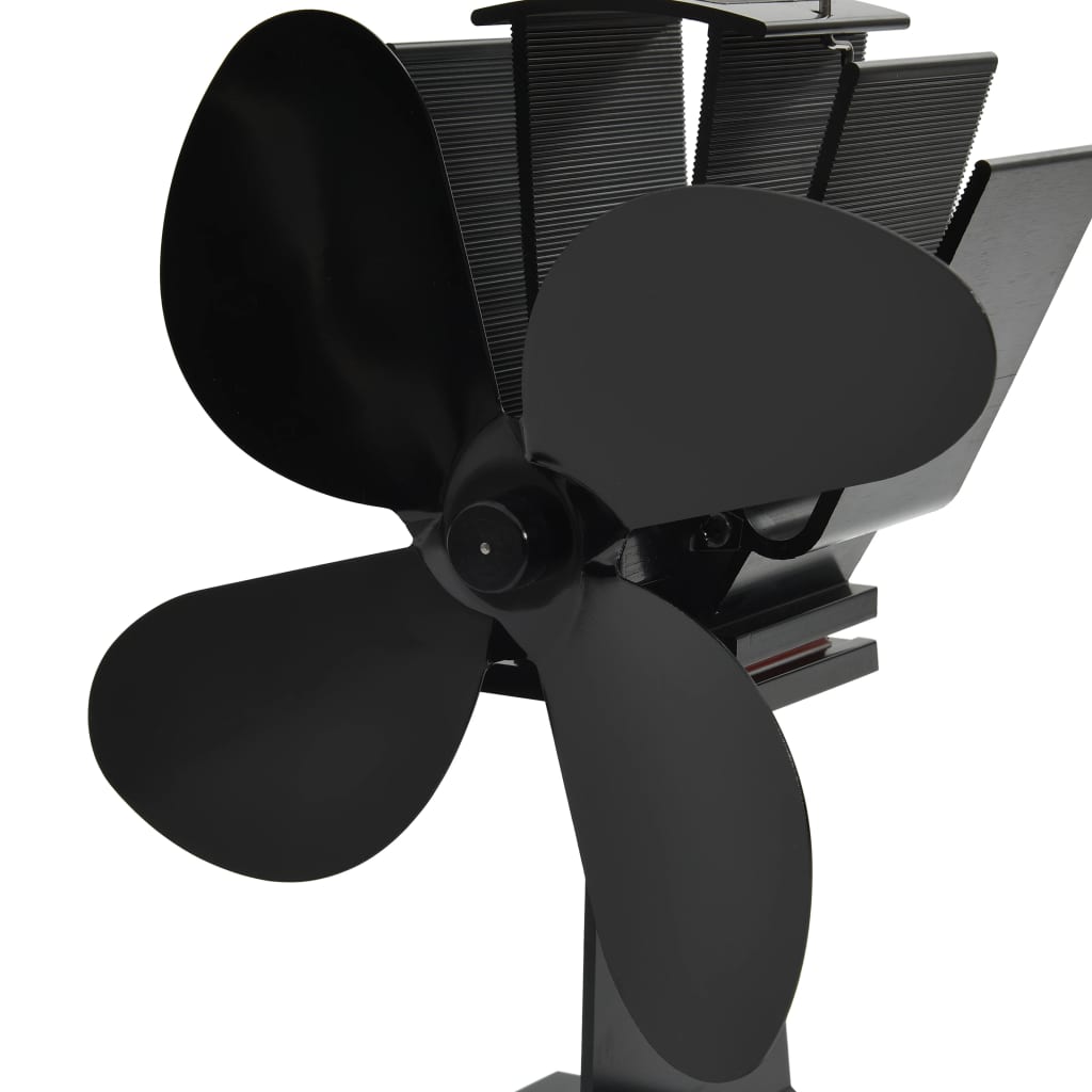 Ventilator De Sobă Cu Alimentare Termică, 4 Palete, Negru
