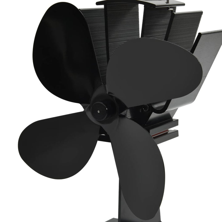 Ventilator De Sobă Cu Alimentare Termică, 4 Palete, Negru