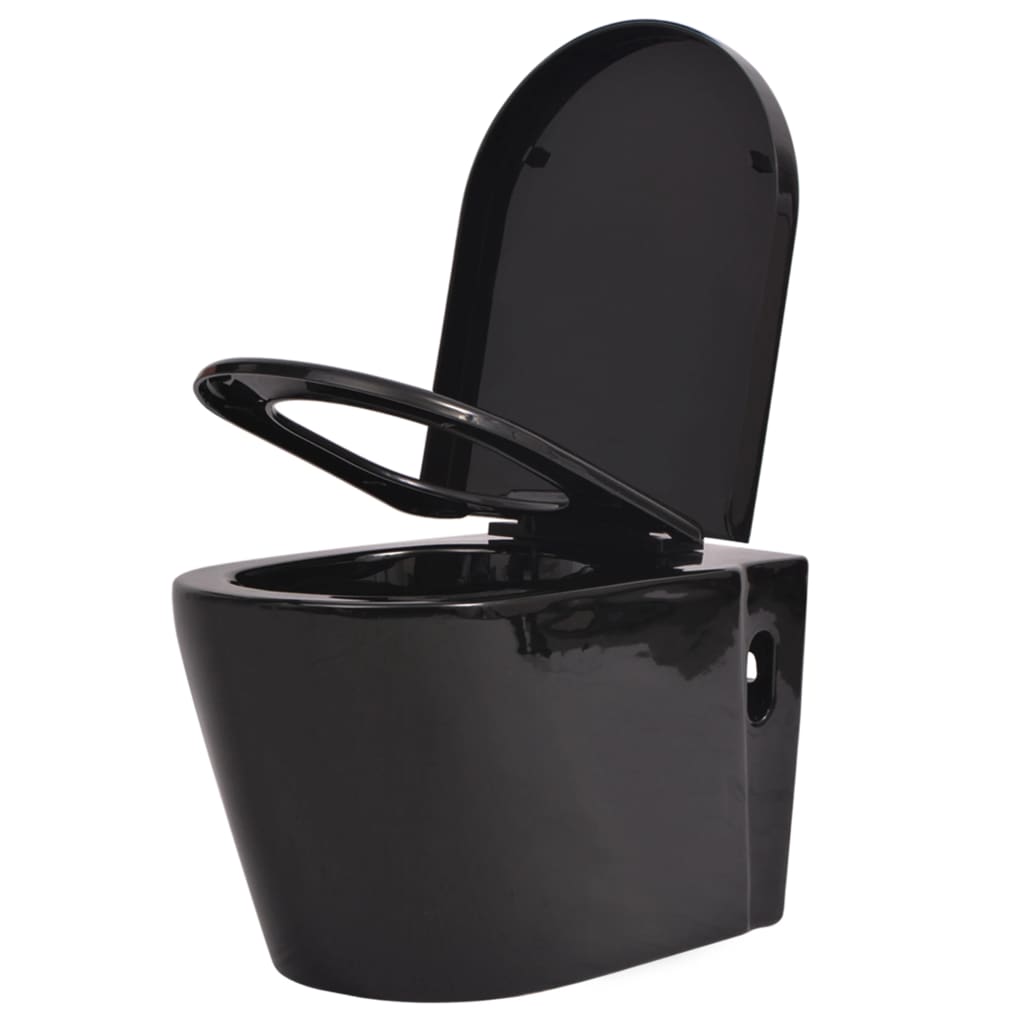 Vas Toaletă Suspendat Cu Rezervor Încastrat, Negru, Ceramică