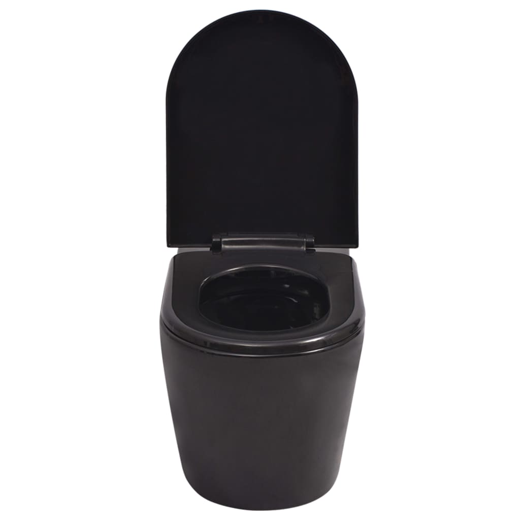 Vas Toaletă Suspendat Cu Rezervor Încastrat, Negru, Ceramică