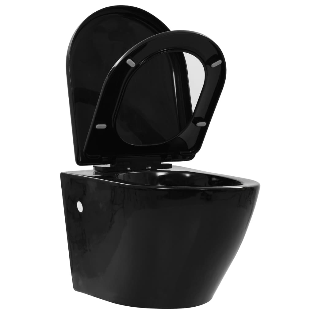 Vas Toaletă Suspendat Cu Rezervor Încastrat, Negru, Ceramică