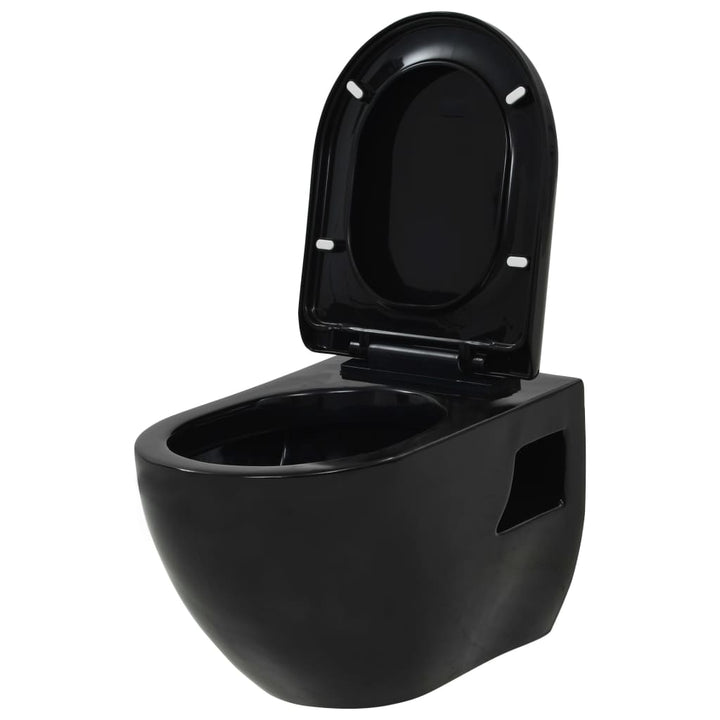 Vas Toaletă Suspendat Cu Rezervor Încastrat, Negru, Ceramică