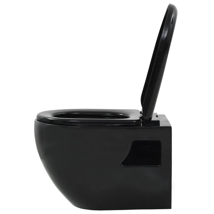 Vas Toaletă Suspendat Cu Rezervor Încastrat, Negru, Ceramică