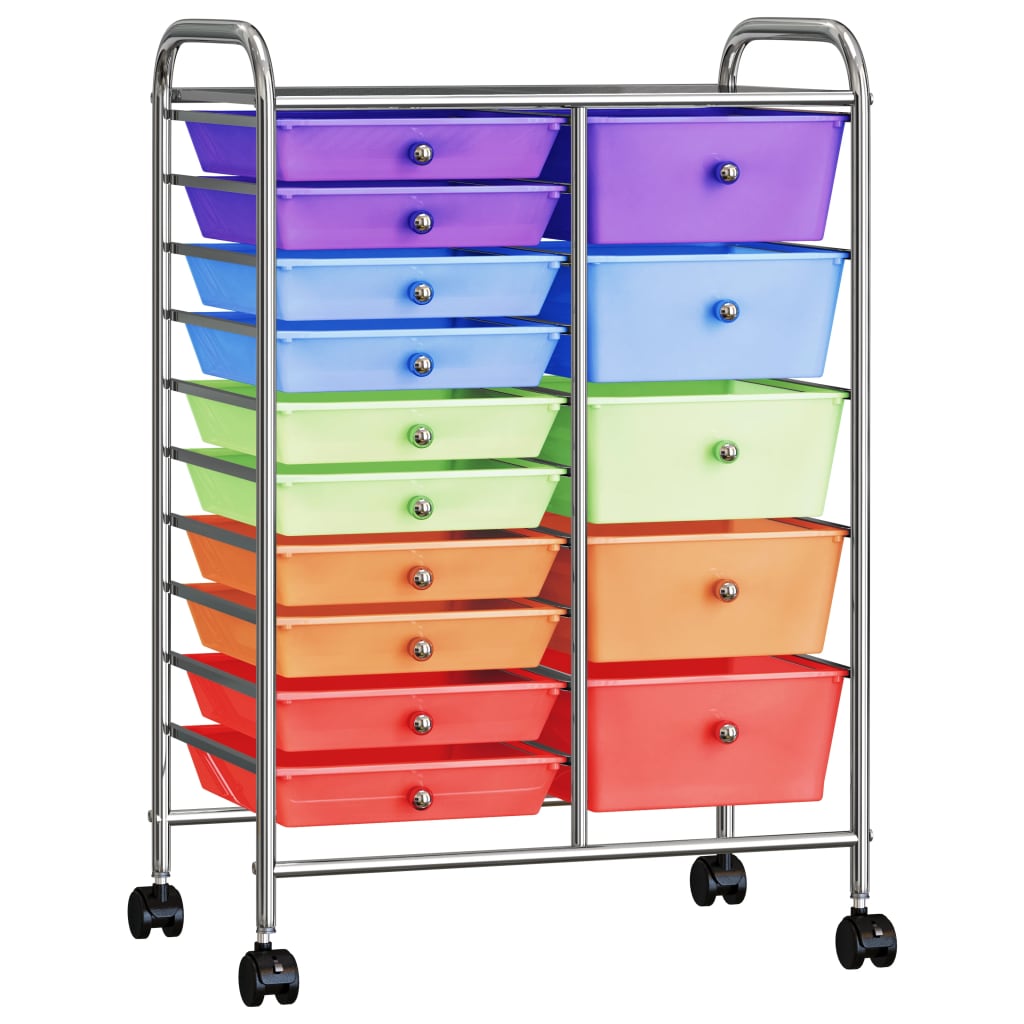 Cărucior De Depozitare Mobil Cu 10 Sertare, Multicolor, Plastic
