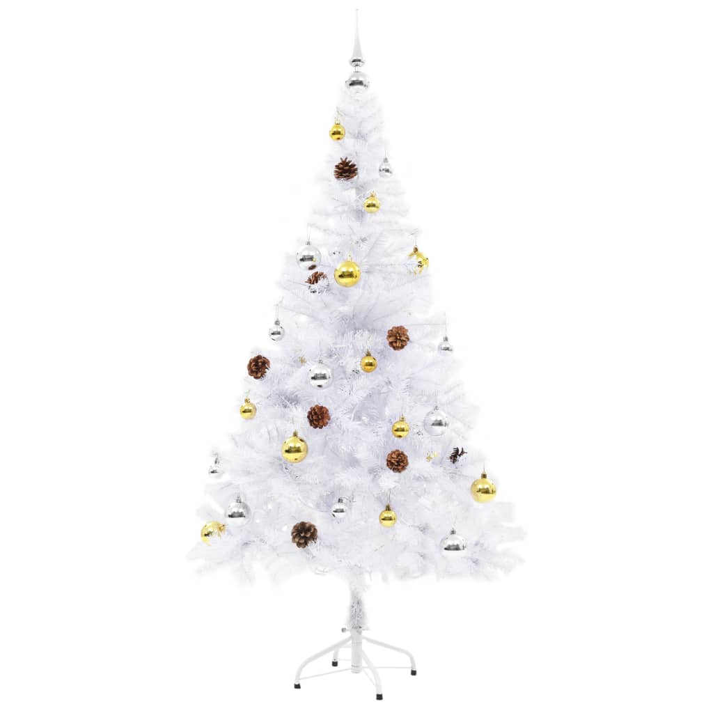 Brad De Crăciun Artificial Pre-Iluminat Cu Globuri, , 150 Cm