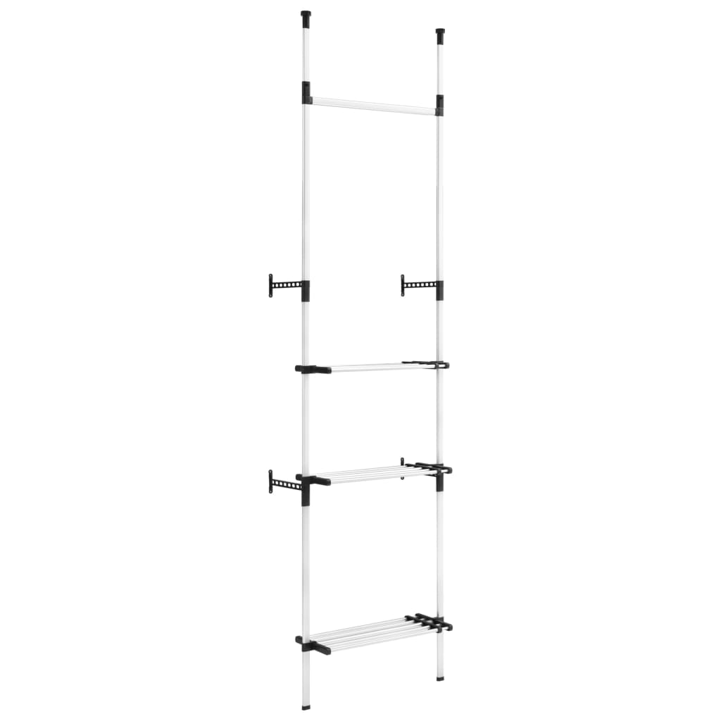 Sistem Șifonier Telescopic, Cu Bare Și Raft, Aluminiu