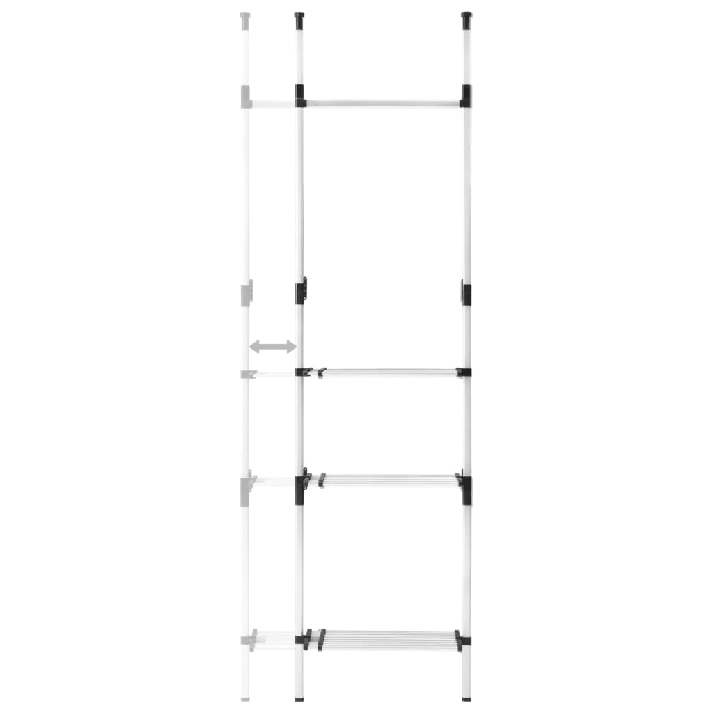 Sistem Șifonier Telescopic, Cu Bare Și Raft, Aluminiu