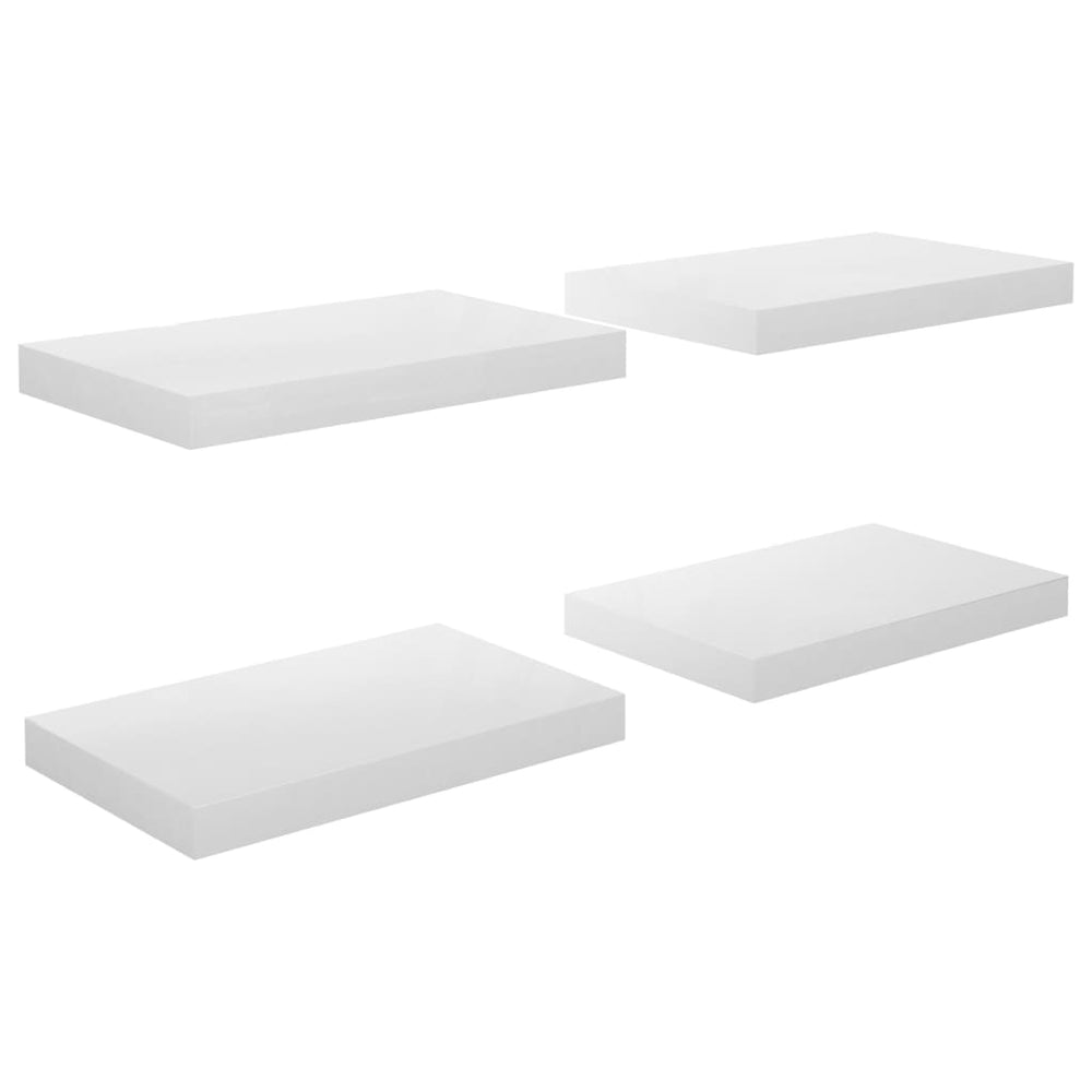 Rafturi De Perete, 4 Buc., Alb Extralucios, 40X23X3,8 Cm, Mdf Alb Foarte Lucios