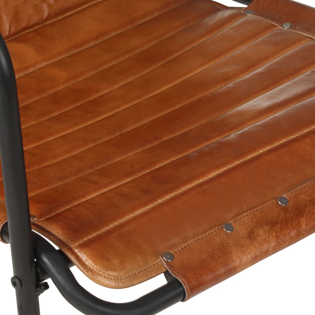 Fotoliu De Relaxare Cu Suport De Picioare, , Piele Naturală