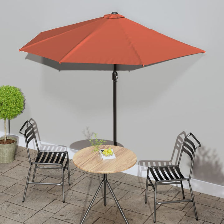 Umbrelă Balcon, Tijă Aluminiu Albastru 300X155X223Cm Semirotund