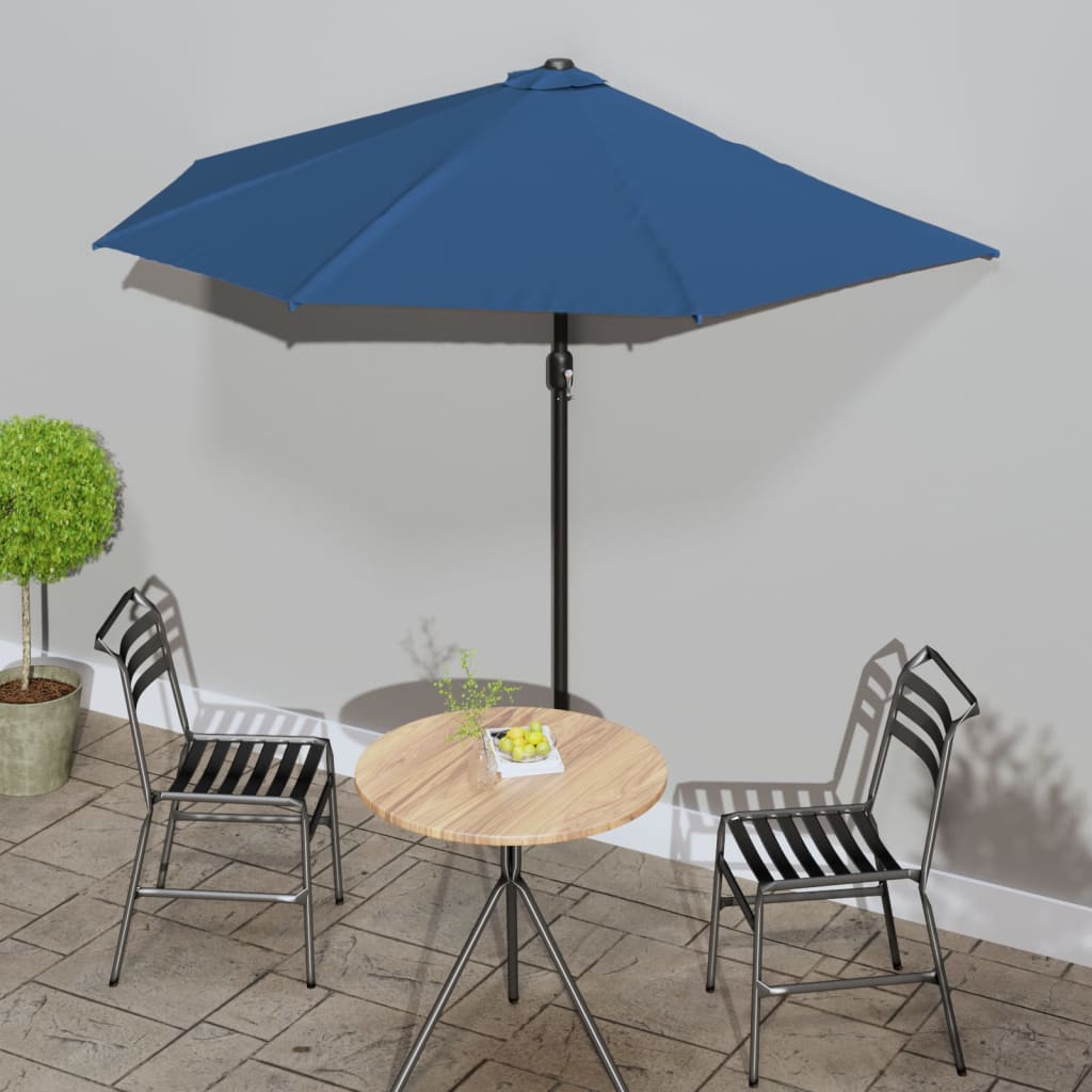 Umbrelă Balcon, Tijă Aluminiu Albastru 300X155X223Cm Semirotund