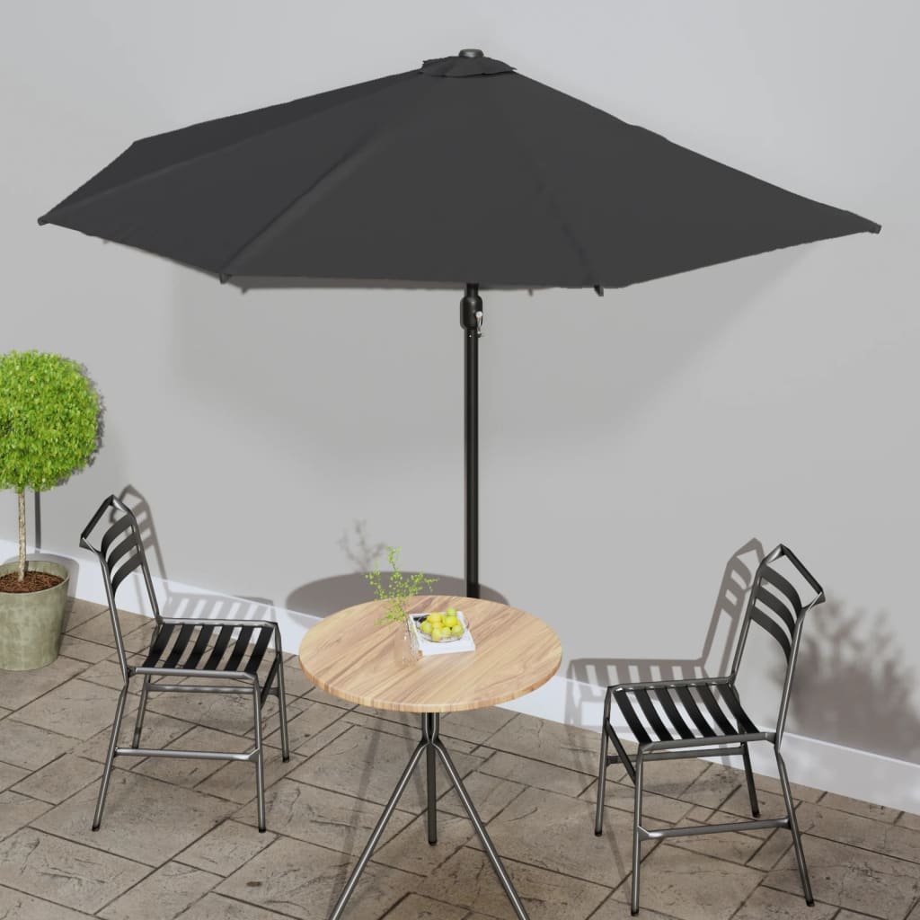 Umbrelă Balcon, Tijă Aluminiu Albastru 300X155X223Cm Semirotund