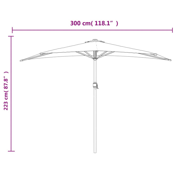Umbrelă Balcon, Tijă Aluminiu Albastru 300X155X223Cm Semirotund