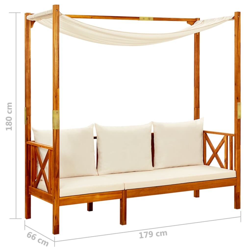 Bancă De Grădină Cu Copertină, Lemn Masiv De Acacia