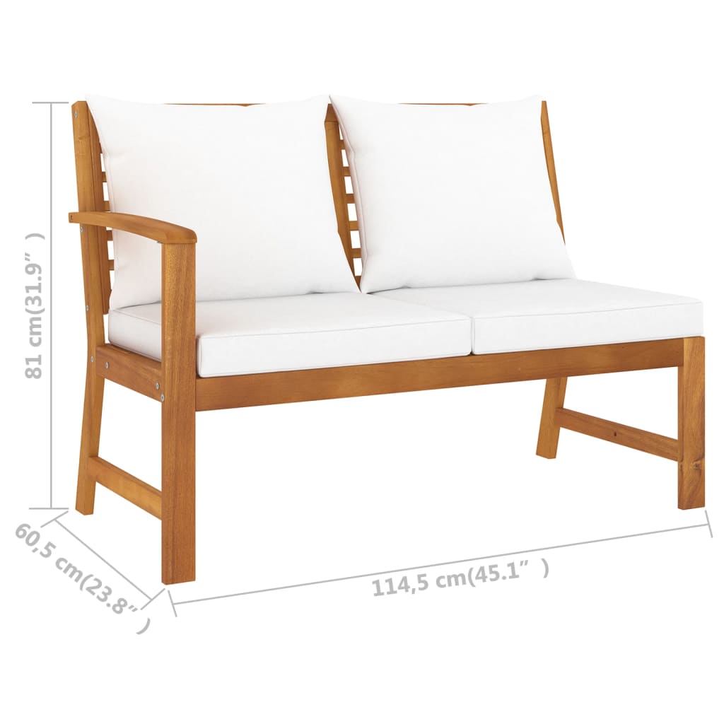 Bancă De Grădină, Perne , 114,5 Cm Lemn Masiv De Acacia