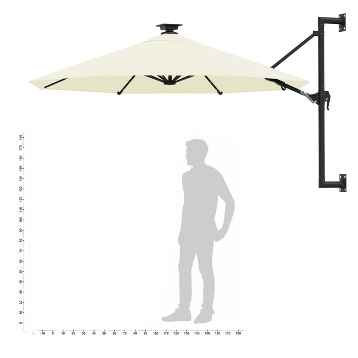 Umbrelă Soare Montaj Pe Perete Led Stâlp Metal 300 Cm