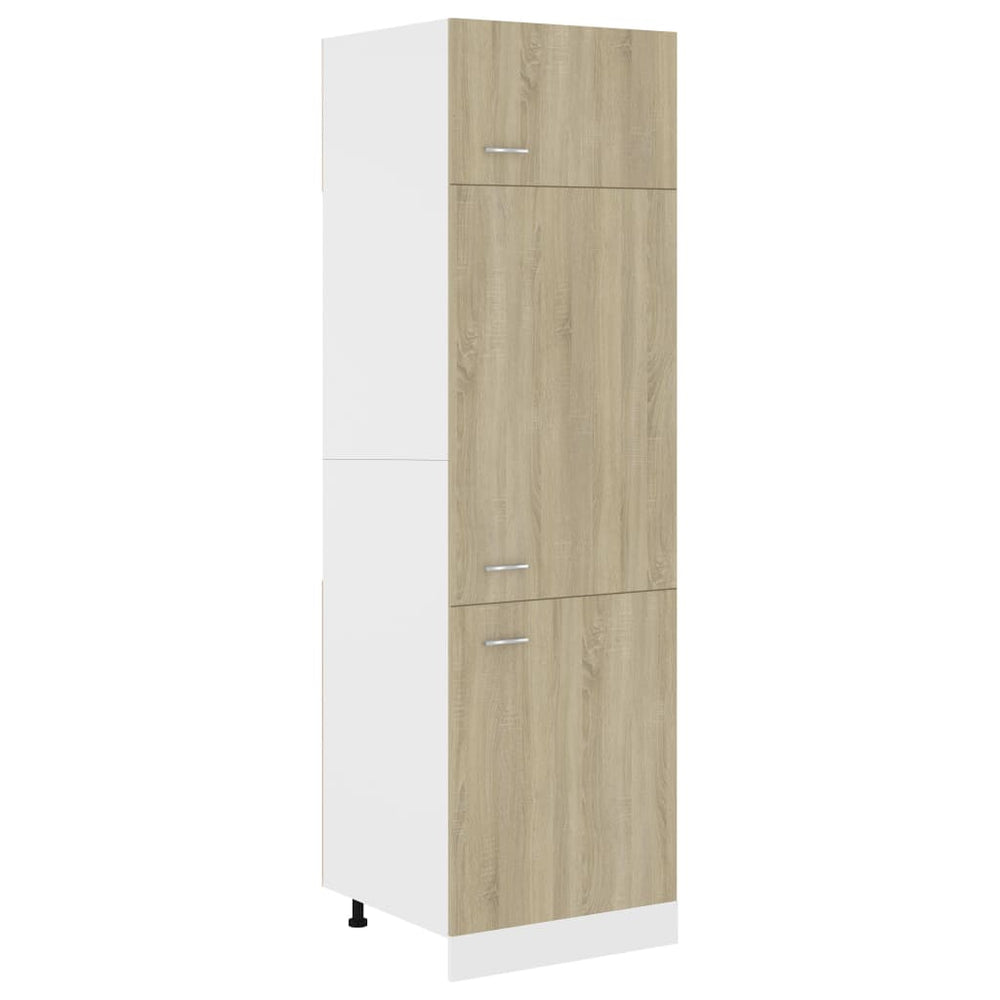 Dulap De Frigider, Stejar Sonoma, 60X57X207 Cm, Lemn Prelucrat