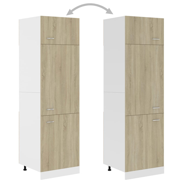Dulap De Frigider, Stejar Sonoma, 60X57X207 Cm, Lemn Prelucrat