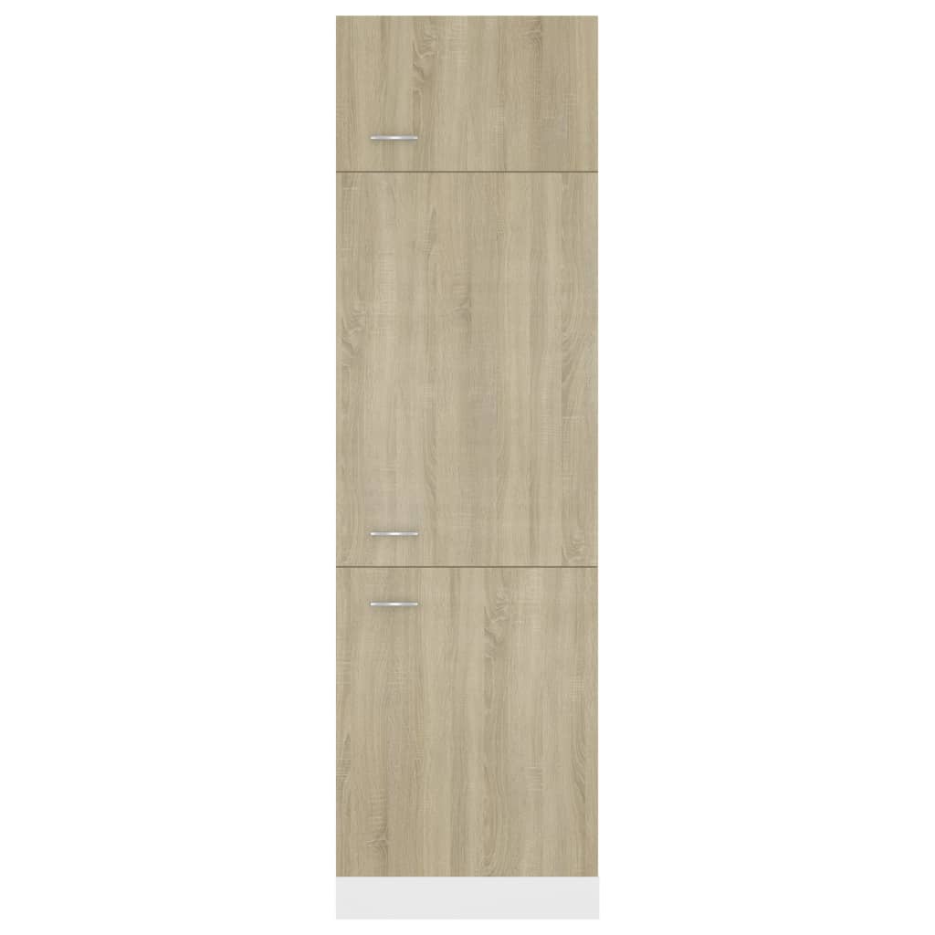 Dulap De Frigider, Stejar Sonoma, 60X57X207 Cm, Lemn Prelucrat