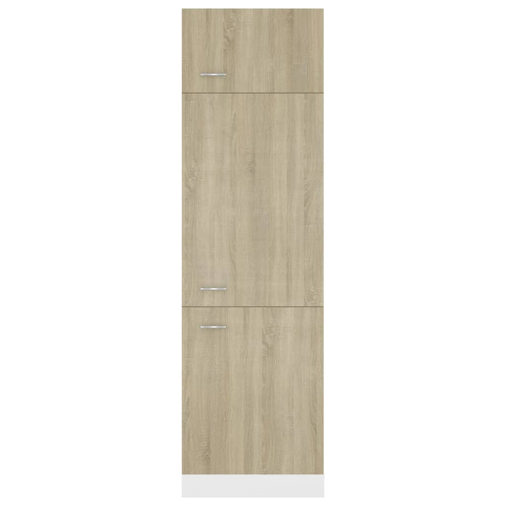 Dulap De Frigider, Stejar Sonoma, 60X57X207 Cm, Lemn Prelucrat