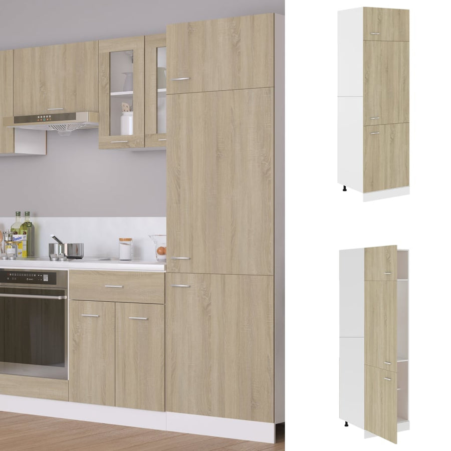 Dulap De Frigider, Stejar Sonoma, 60X57X207 Cm, Lemn Prelucrat