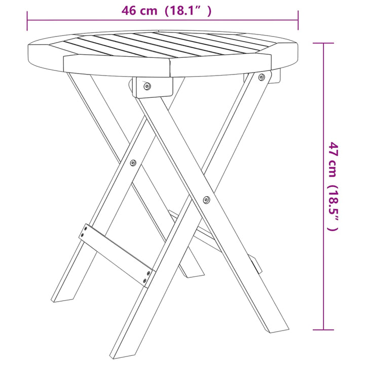 Masă De Grădină Pliabilă, , Ø 46 Cm, Lemn Masiv De Acacia