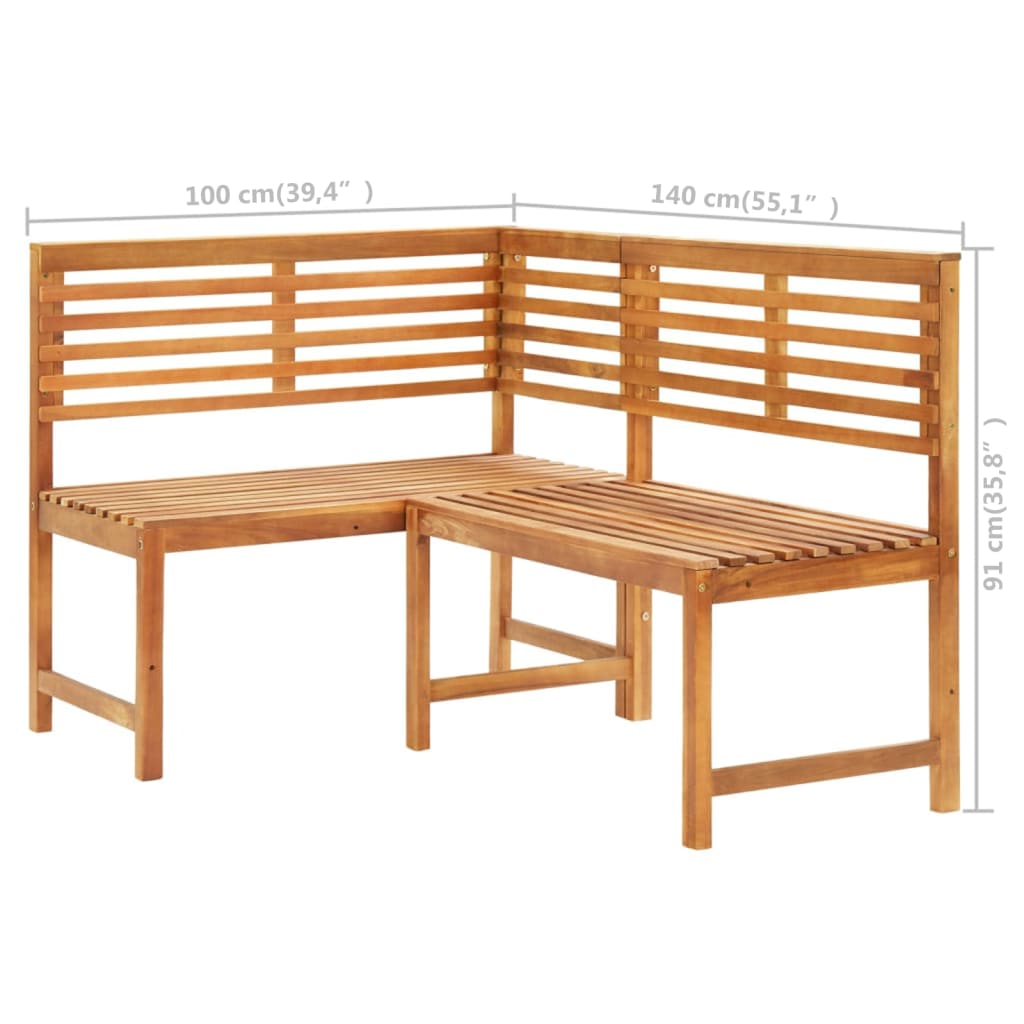 Bancă De Colț Pentru Grădină, 140 Cm, Lemn Masiv De Acacia