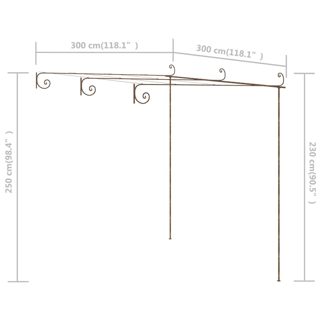 Pergolă De Grădină, Maro Antic, 3X3X2,5 M, Fier