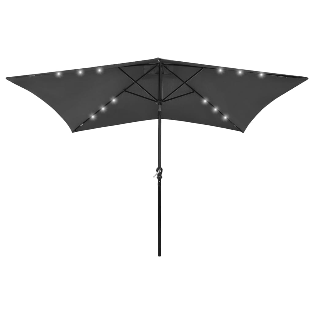 Umbrelă De Soare Cu Stâlp Din Oțel & Led-Uri, , 2X3 M