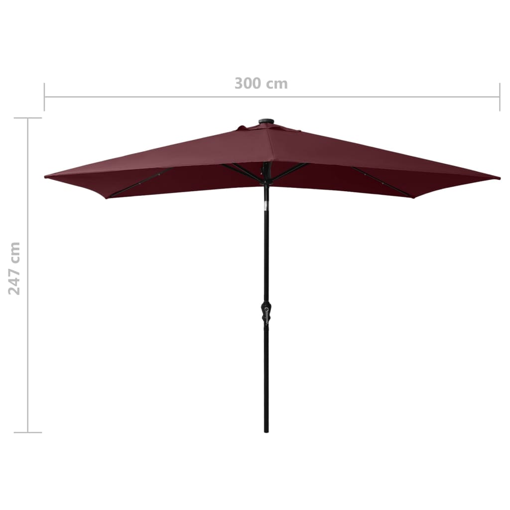 Umbrelă De Soare Cu Stâlp Din Oțel & Led-Uri, , 2X3 M