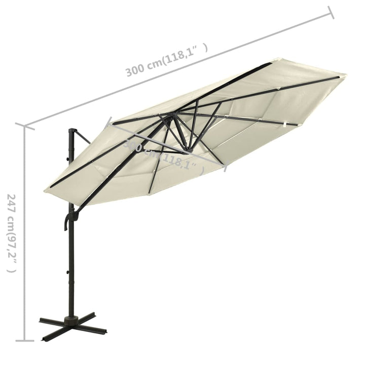 Umbrelă De Soare 4 Niveluri, Stâlp De Aluminiu, , 3X3 M