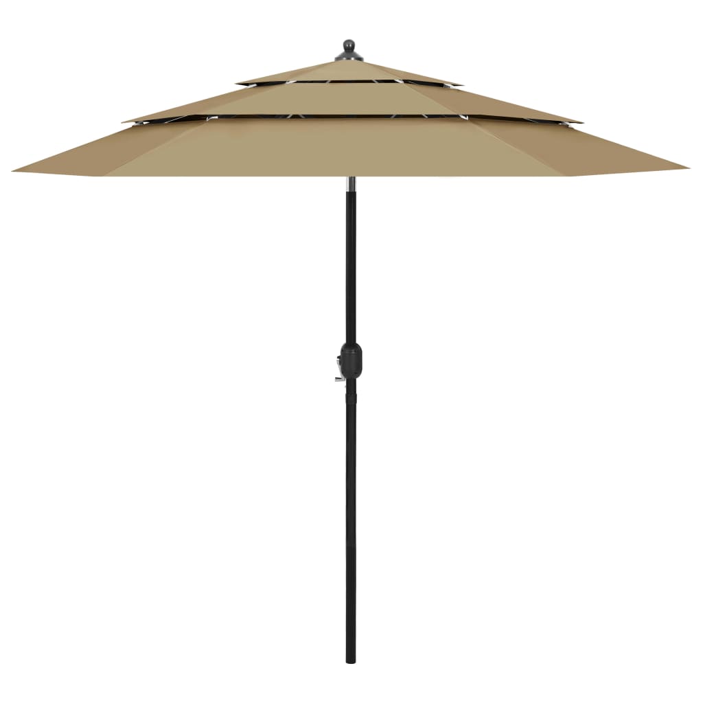 Umbrelă De Grădină 3 Niveluri, Stâlp Aluminiu, Taupe, 2,5 M