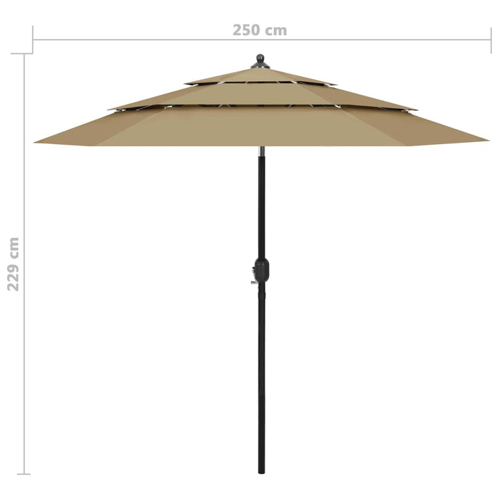 Umbrelă De Grădină 3 Niveluri, Stâlp Aluminiu, Taupe, 2,5 M