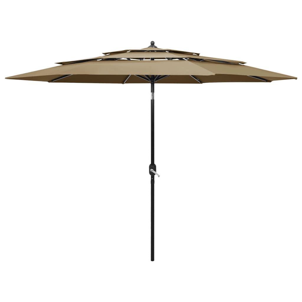 Umbrelă De Grădină 3 Niveluri, Stâlp Aluminiu, Taupe, 2,5 M