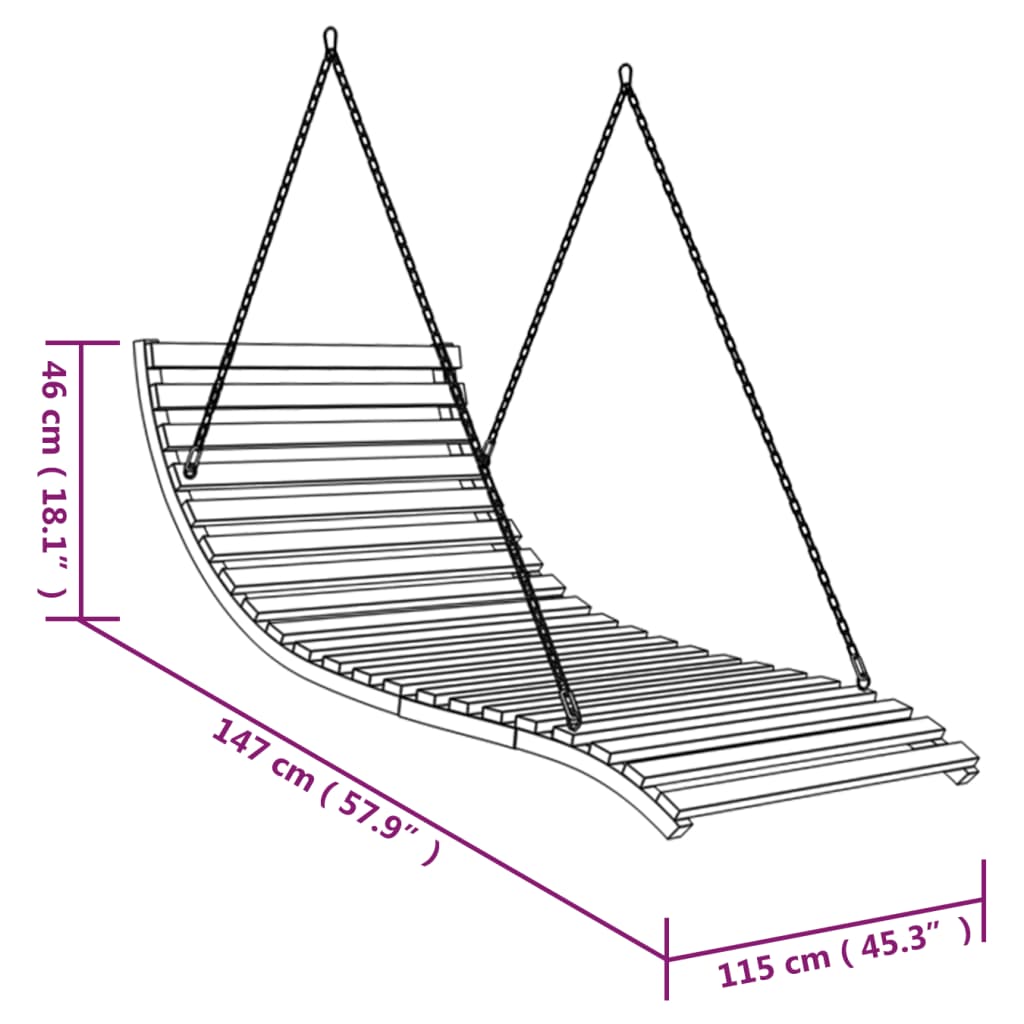 Balansoar Pat, 115X147X46 Cm, Lemn Masiv Curbat Cu Finisaj Tec