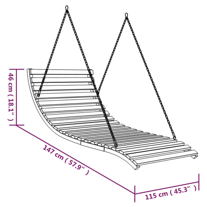 Balansoar Pat, 115X147X46 Cm, Lemn Masiv Curbat Cu Finisaj Tec