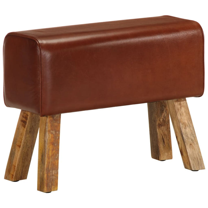 Bancă Bok Gimnastică Maro 110Cm Piele Naturală/Lemn Masiv Mango
