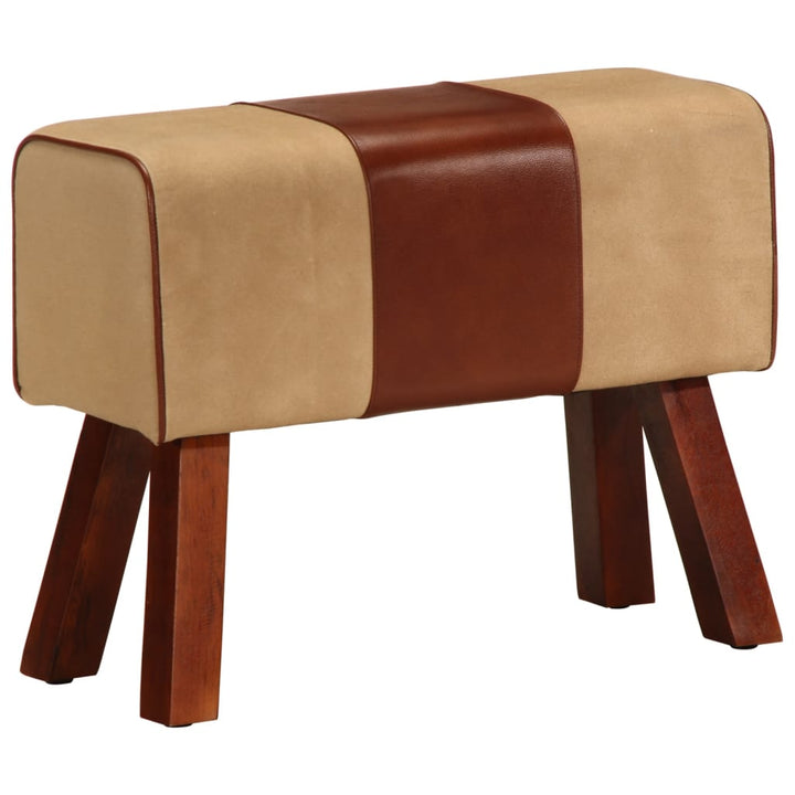 Bancă Bok Gimnastică Maro 110Cm Piele Naturală/Lemn Masiv Mango
