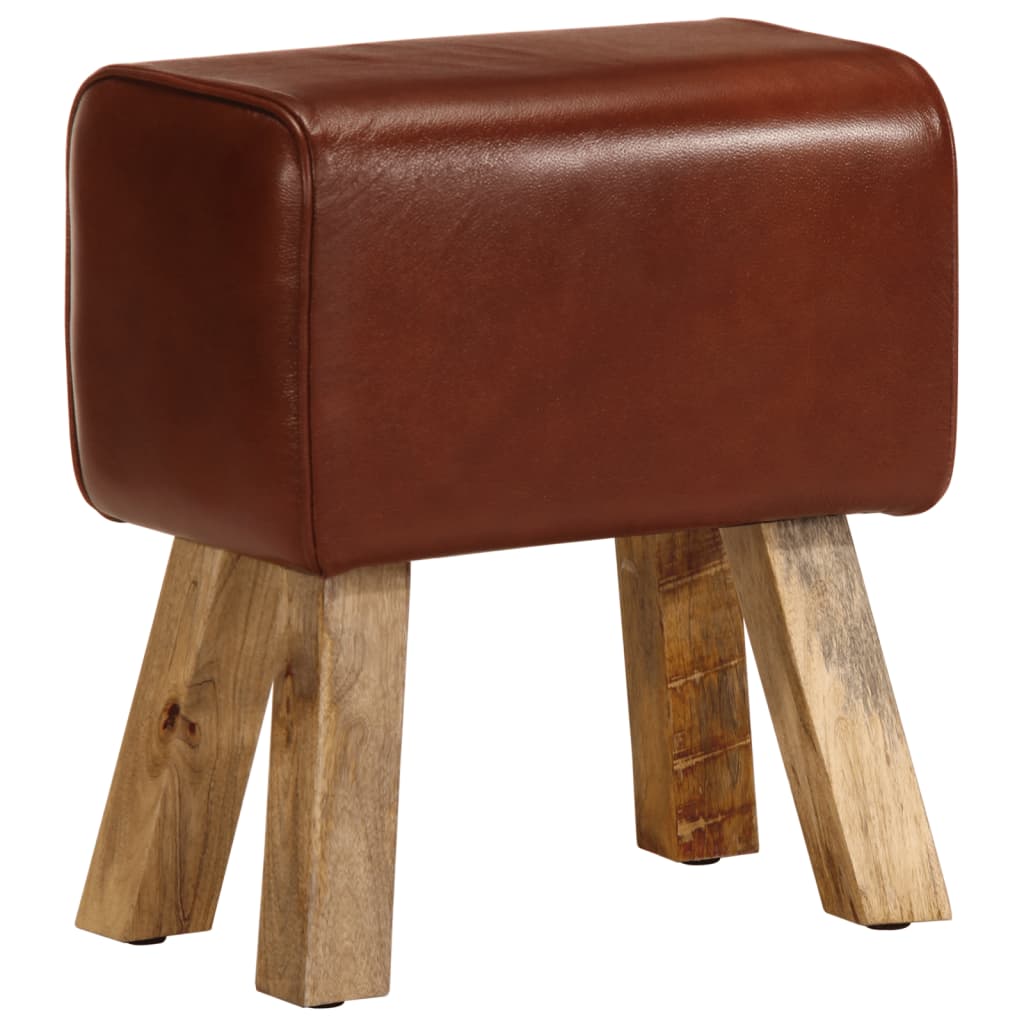 Bancă Bok Gimnastică Maro 110Cm Piele Naturală/Lemn Masiv Mango