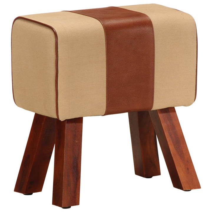 Bancă Bok Gimnastică Maro 110Cm Piele Naturală/Lemn Masiv Mango