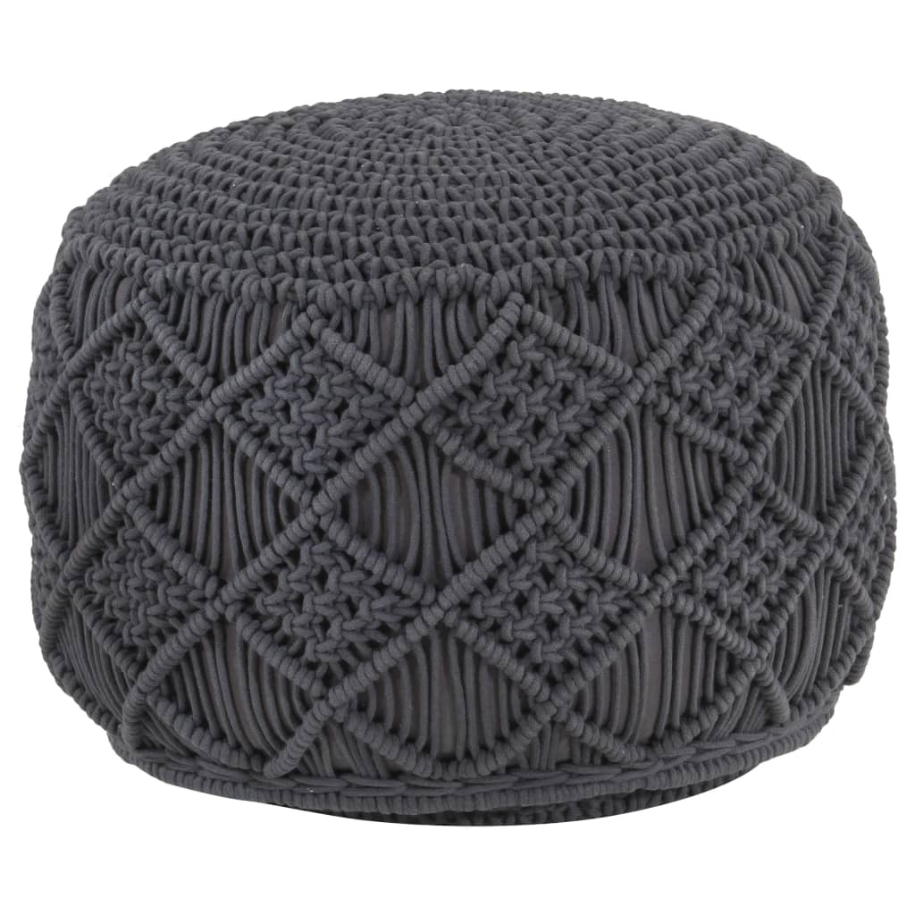 Taburet Puf Macrame Lucrat Manual, , 45X30 Cm, Bumbac