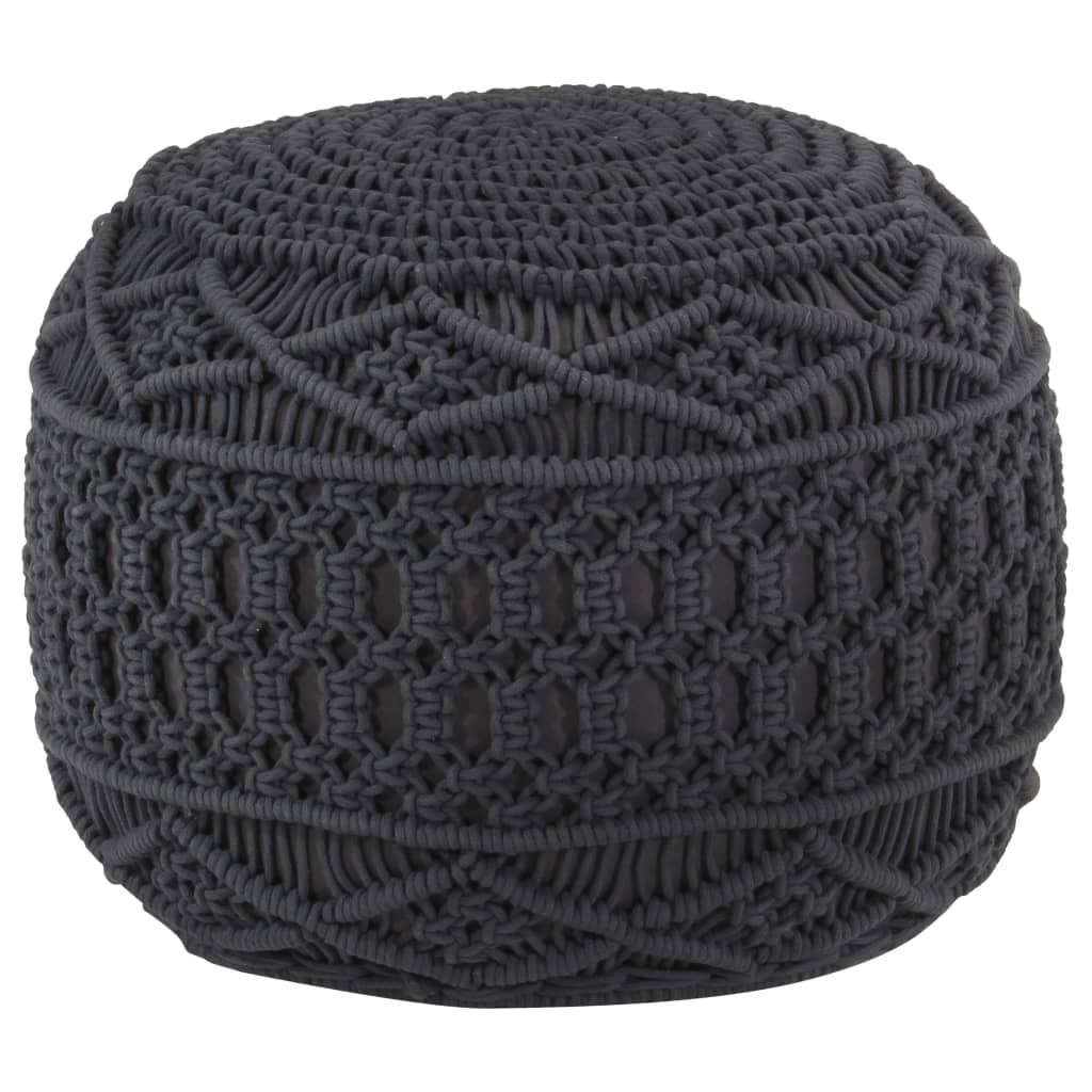 Taburet Puf Macrame Lucrat Manual, , 45X30 Cm, Bumbac
