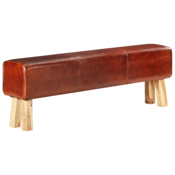 Bancă Bok Gimnastică Maro 110Cm Piele Naturală/Lemn Masiv Mango