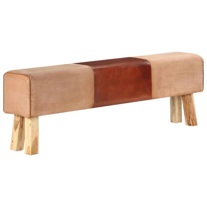 Bancă Bok Gimnastică Maro 110Cm Piele Naturală/Lemn Masiv Mango