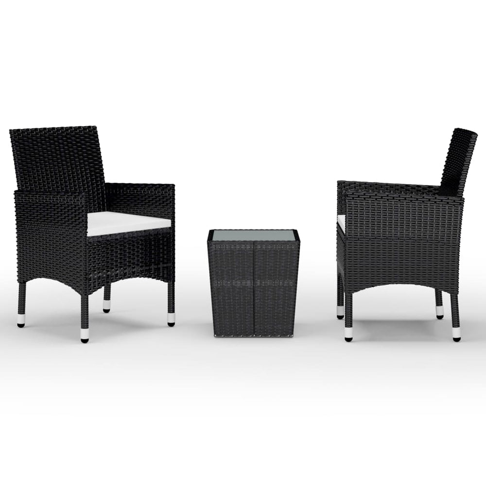 Set Mobilier Bistro, 3 Piese, Poliratan/Sticlă Securizată