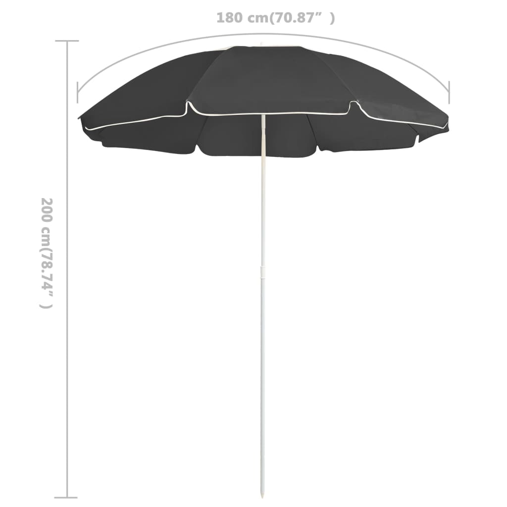 Umbrelă De Soare De Grădină, Stâlp Din Oțel, , 180 Cm