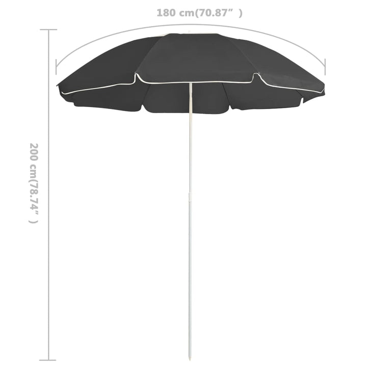Umbrelă De Soare De Grădină, Stâlp Din Oțel, , 180 Cm