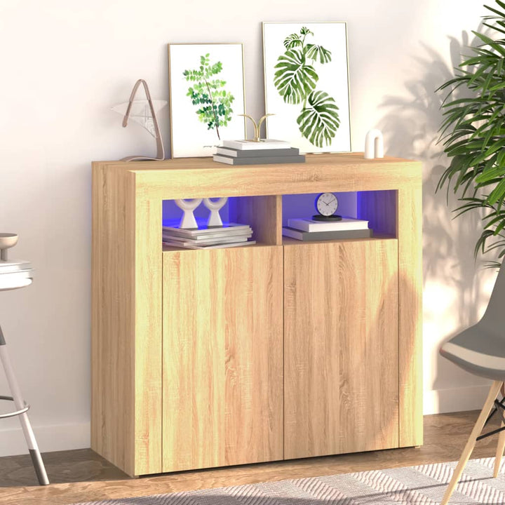 Servantă Cu Lumini Led, Alb Extra Lucios,115,5X30X75 Cm