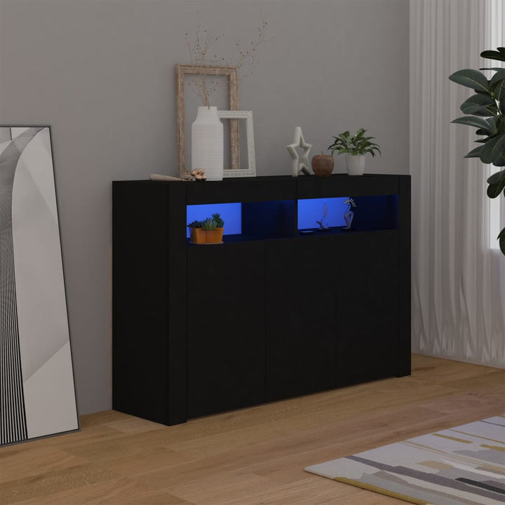 Servantă Cu Lumini Led, Alb Extra Lucios,115,5X30X75 Cm