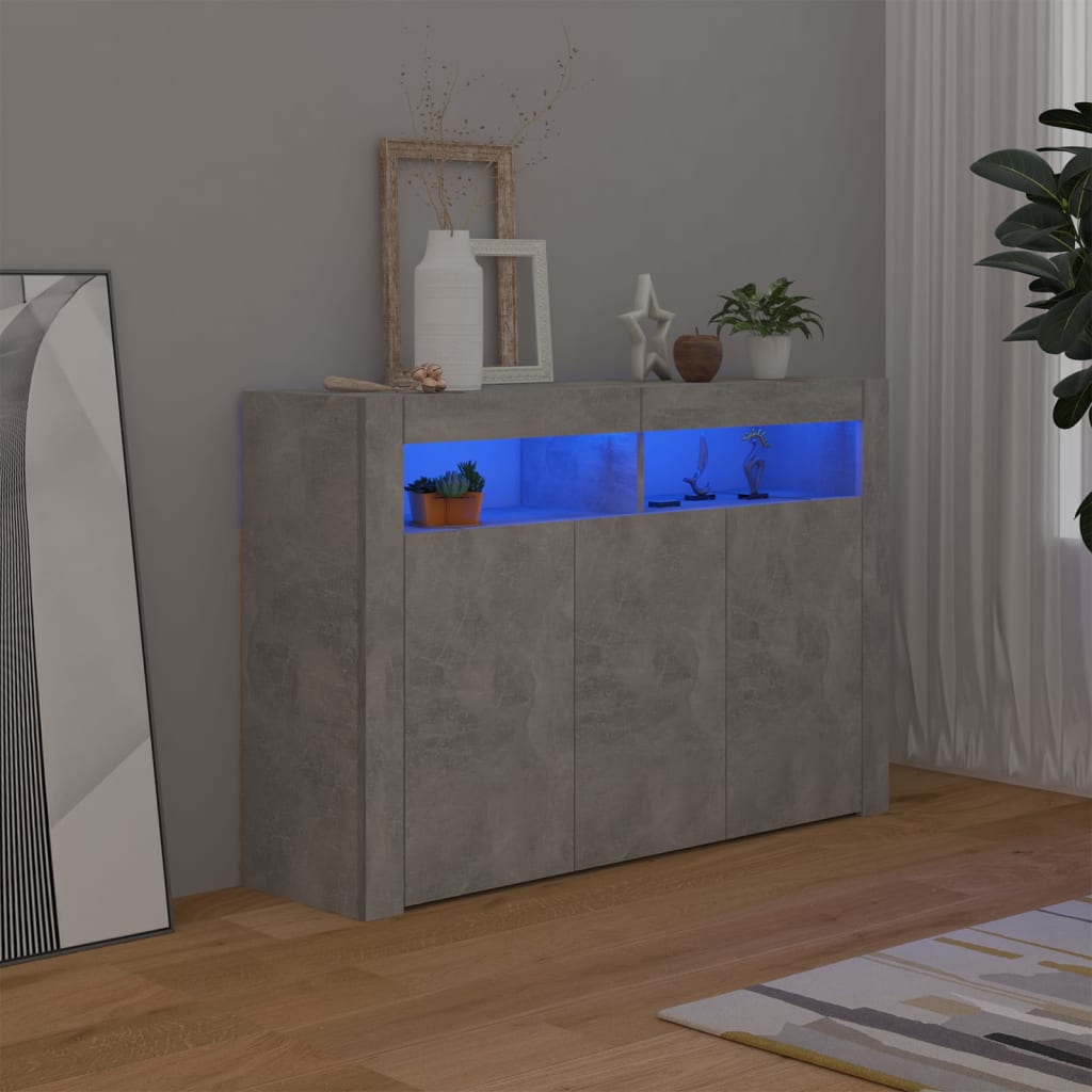 Servantă Cu Lumini Led, Alb Extra Lucios,115,5X30X75 Cm